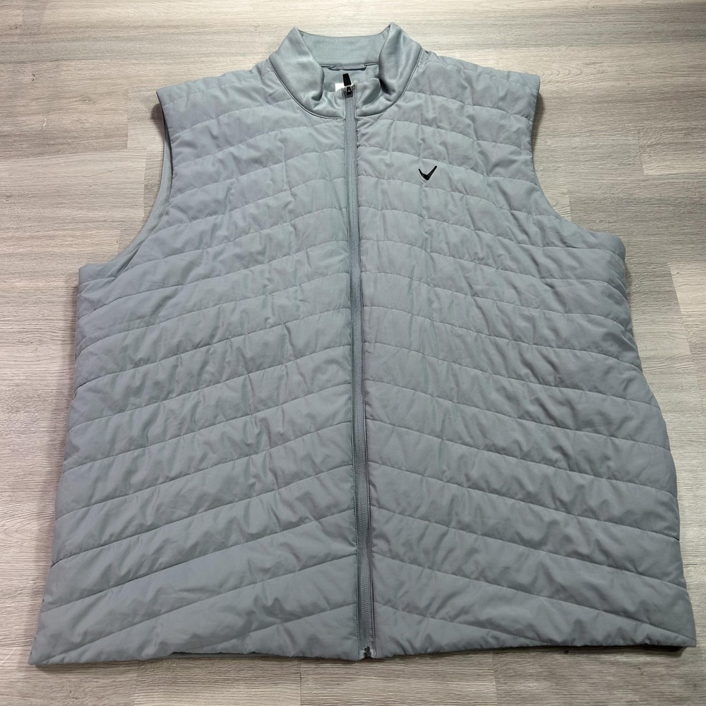 Callaway Vest Mens 2XL Gray Quilted Softshell Insulated Golf Full Zip Pockets